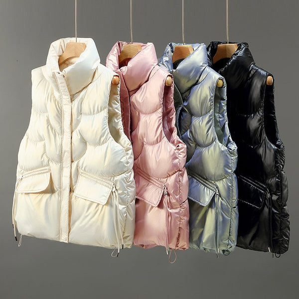 Casual cropped warm cotton vest jacket